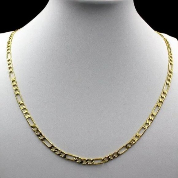 Vintage Italian 14k Fine Yellow Gold Solid Figaro Chain Necklace - Picture 7 of 7